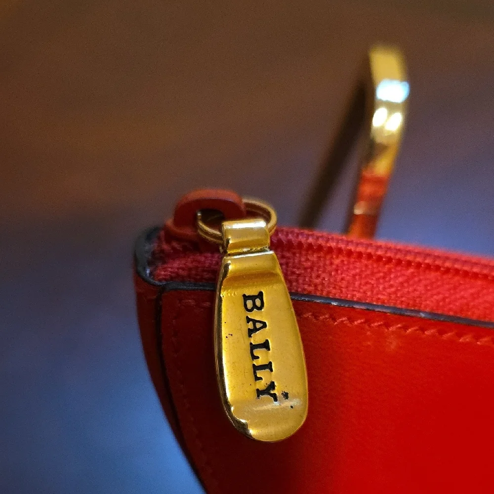 Bally Red Leather Key & Card Holder EUC